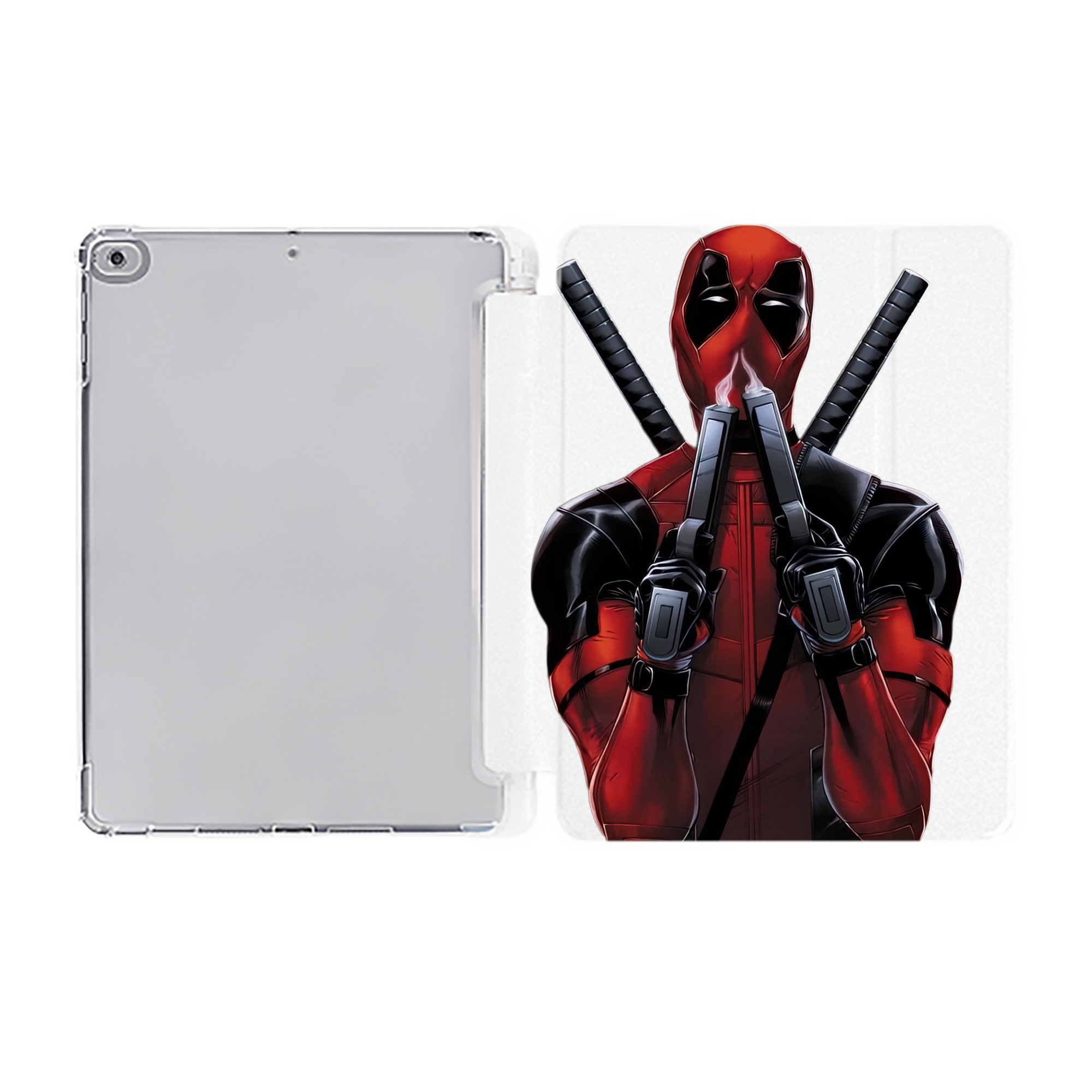 （画像用） Deadpool デッドプール IPad ケース ペン収納付き 三つ折りスタンド PUレザー×シリコン 対応機種9.5/10.5/10.9インチ